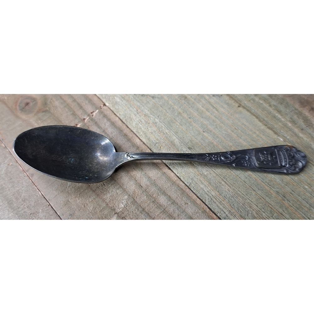 Vintage Arras France Souvenir Spoon Coat of‎ Arms Crest Floral Silver Tone Metal
